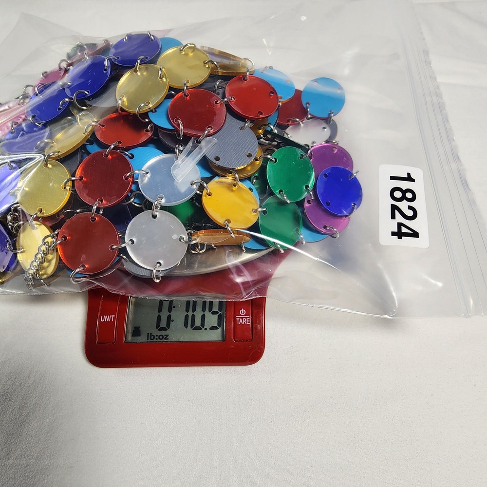 Rainbow Sequin Disc Silver Chain Adjustable Crop … - image 8